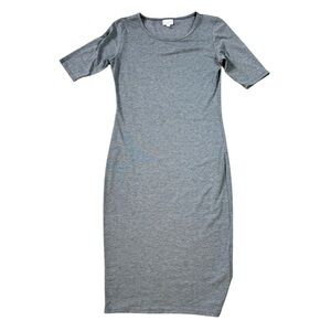 LulaRoe Grey Julia Dress, Fitted, XS, midi length, body con